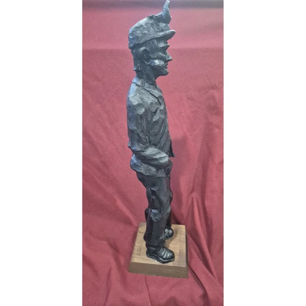 Vintage Ken Snyder 1974 Coal Miner Worker Black Carved Figure 13